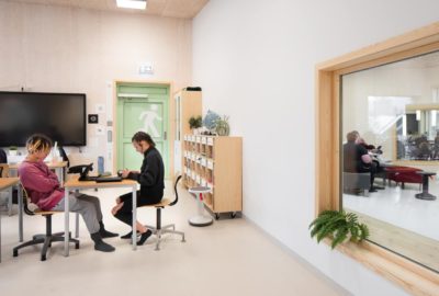 Study room with view to the open learning area upper level 