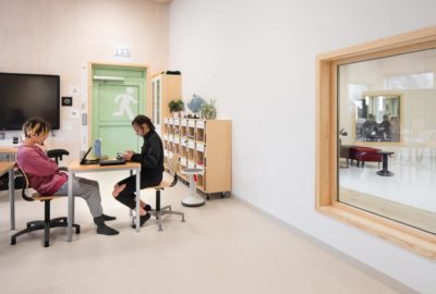 Study room with view to the open learning area upper level 